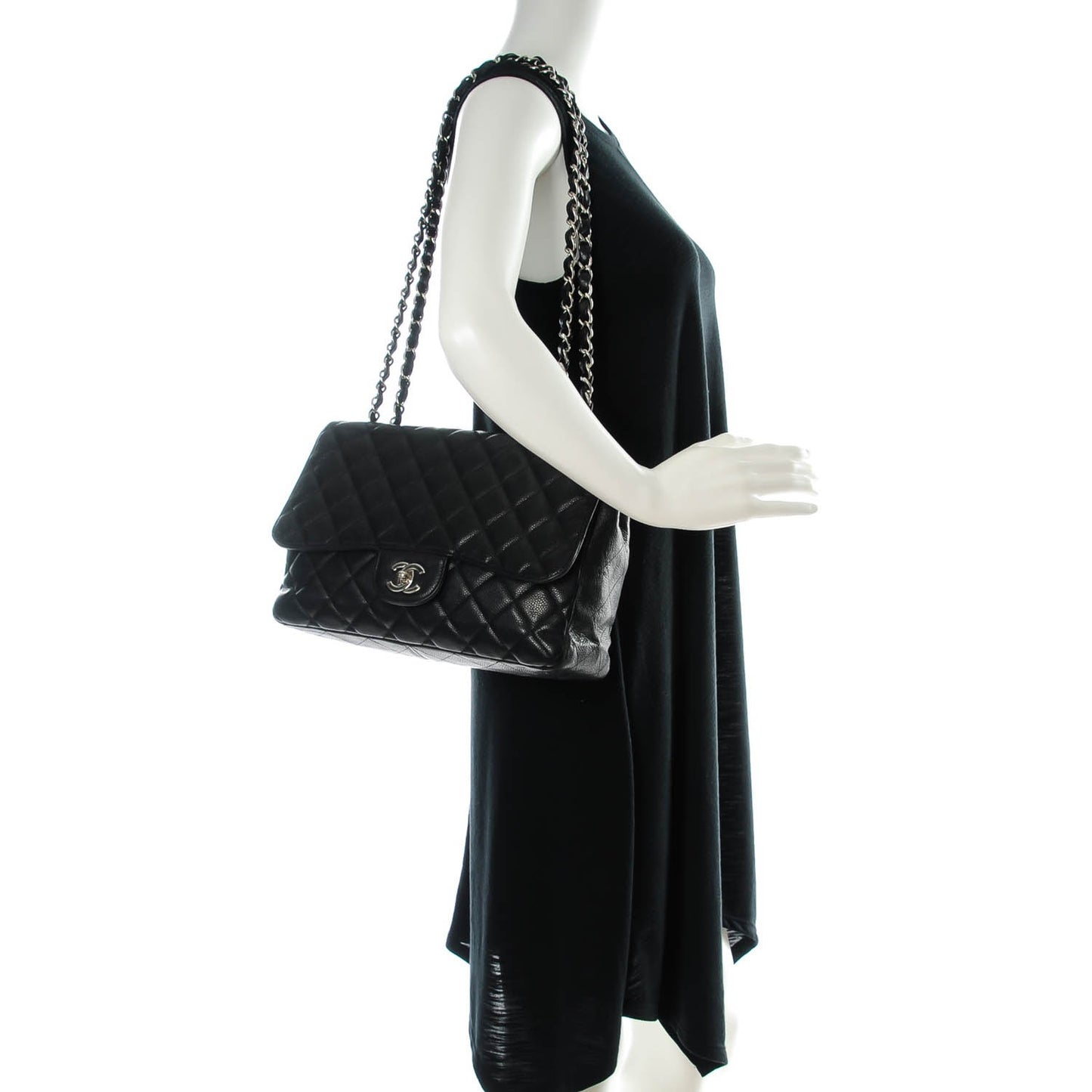 Caviar Quilted Jumbo Single Flap Black