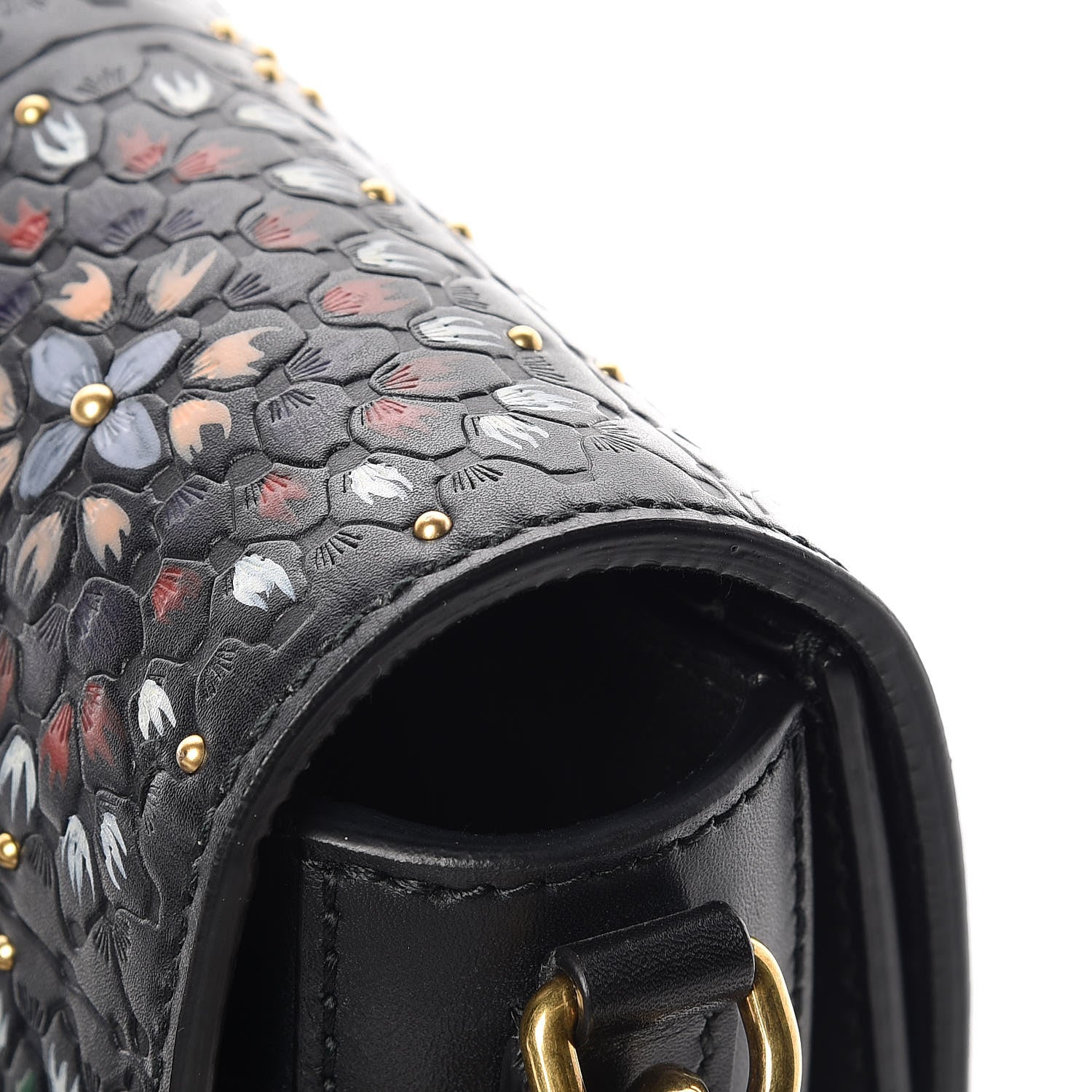 Christian Dior Calfskin Studded Floral Dio(r)evolution Flap Bag Black 13 of 13