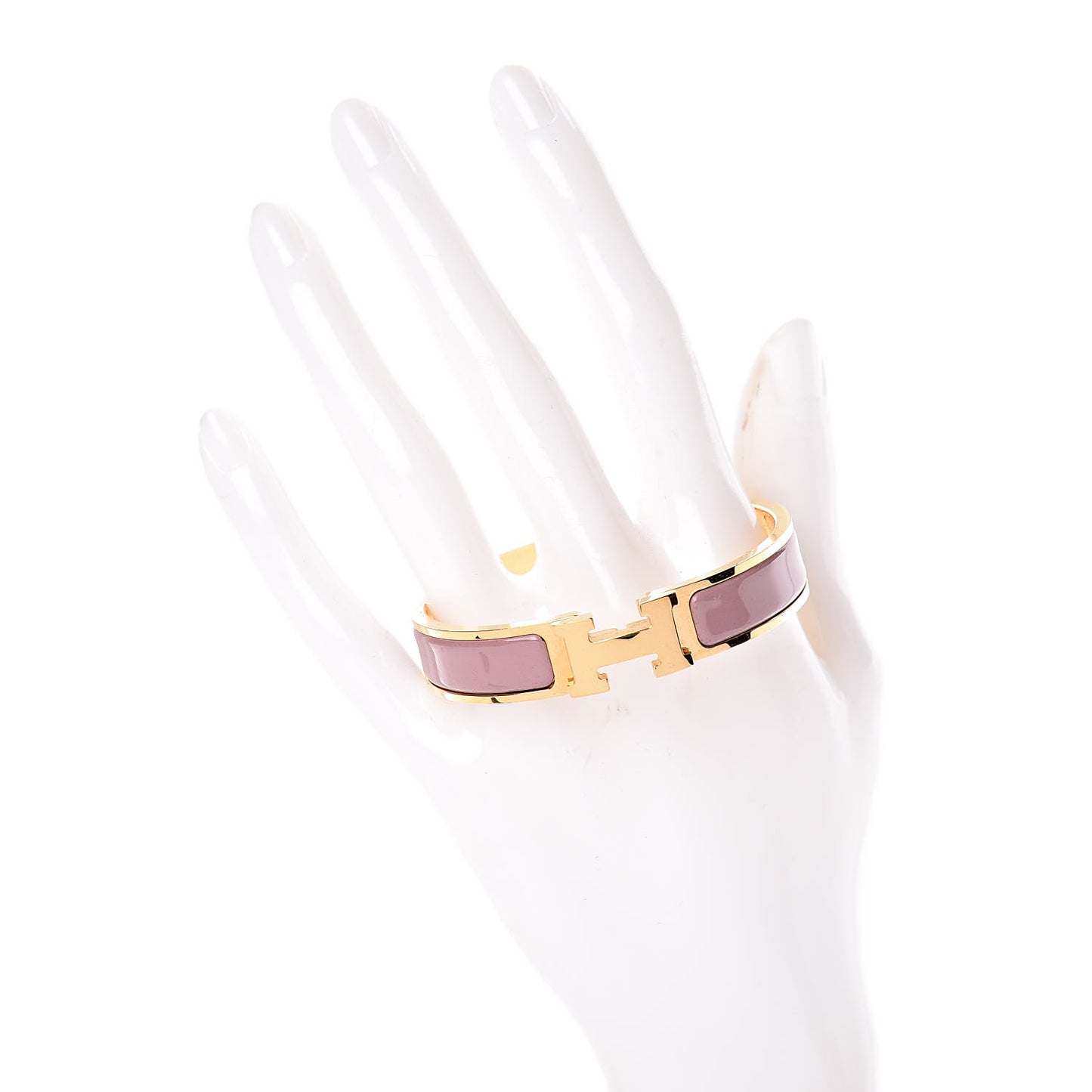 Enamel Narrow Clic Clac H Bracelet PM Bois De Rose