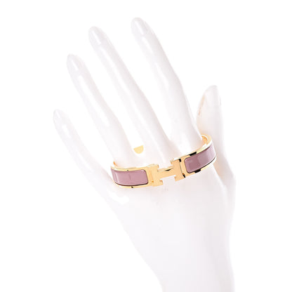 Hermes Enamel Narrow Clic Clac H Bracelet PM Bois De Rose 2 of 5