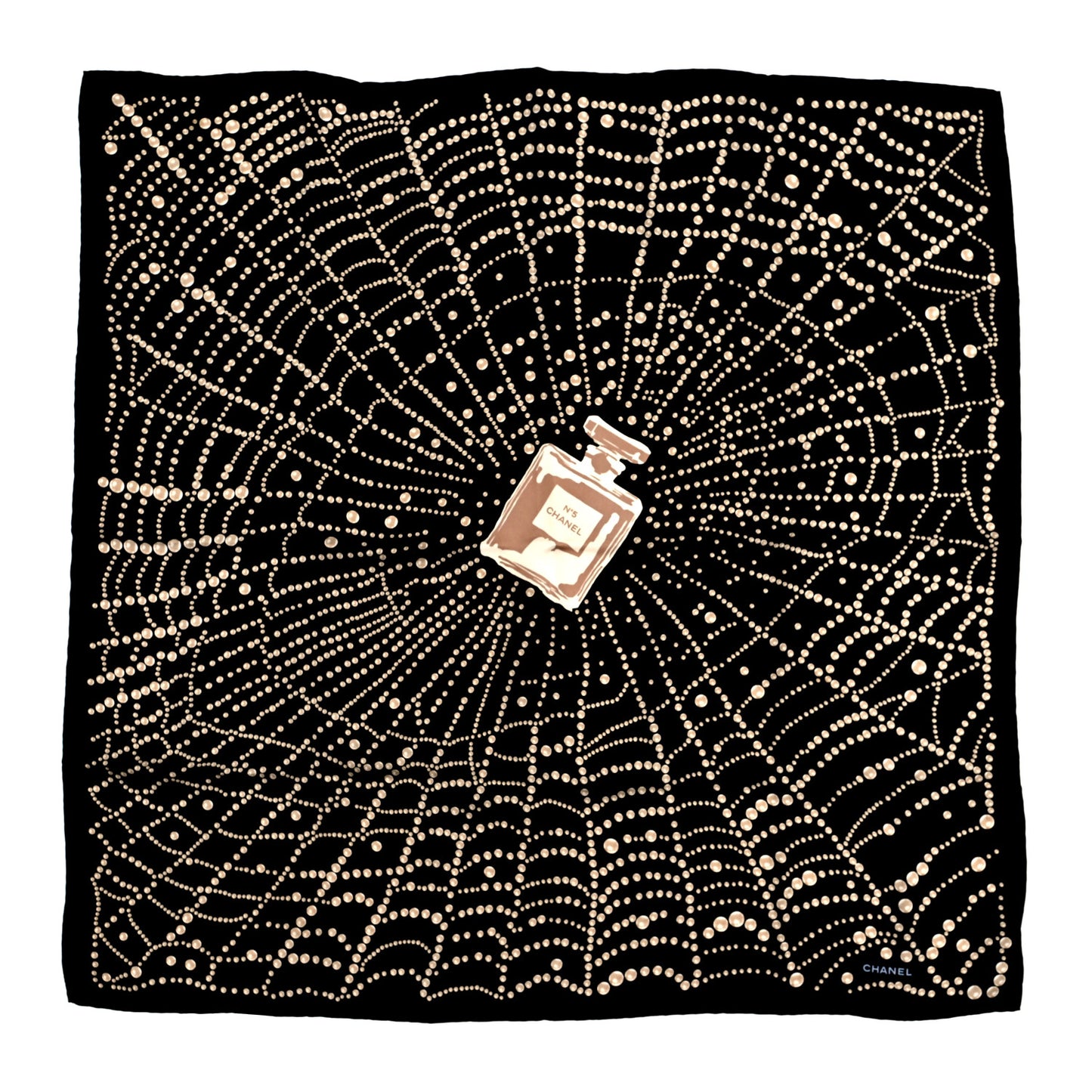 Silk N°5 Perfume Square Scarf Black Multicolor
