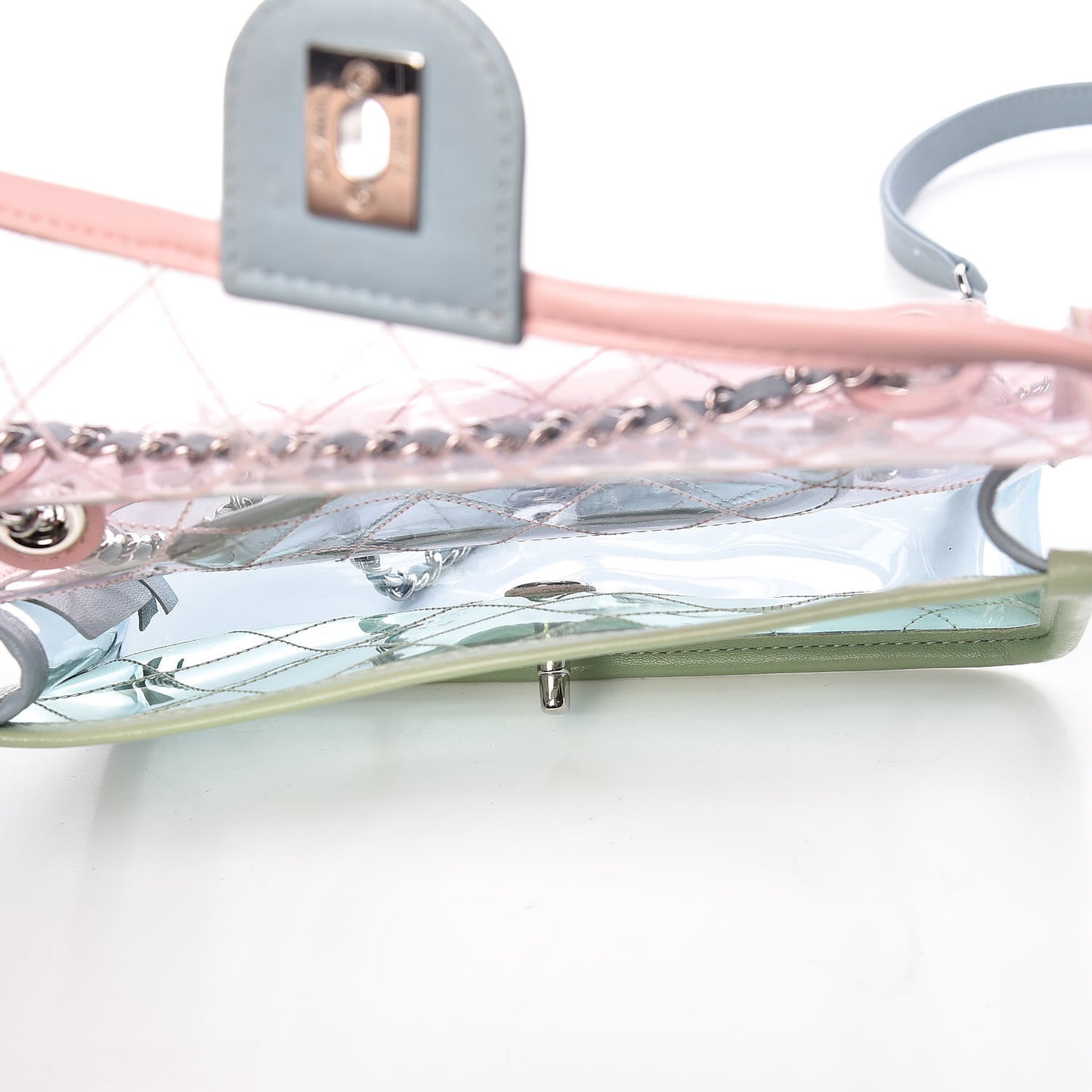 Lambskin PVC Quilted Mini Coco Splash Flap Blue Green