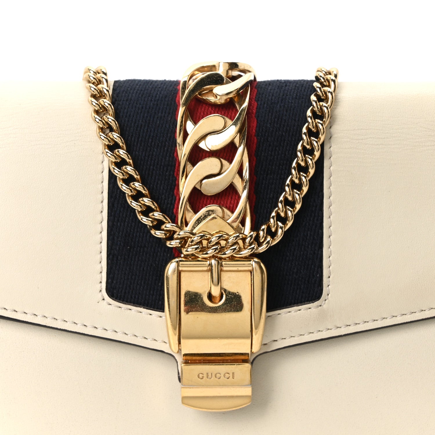 Gucci Calfskin Super Mini Sylvie Chain Shoulder Bag White 8 of 10