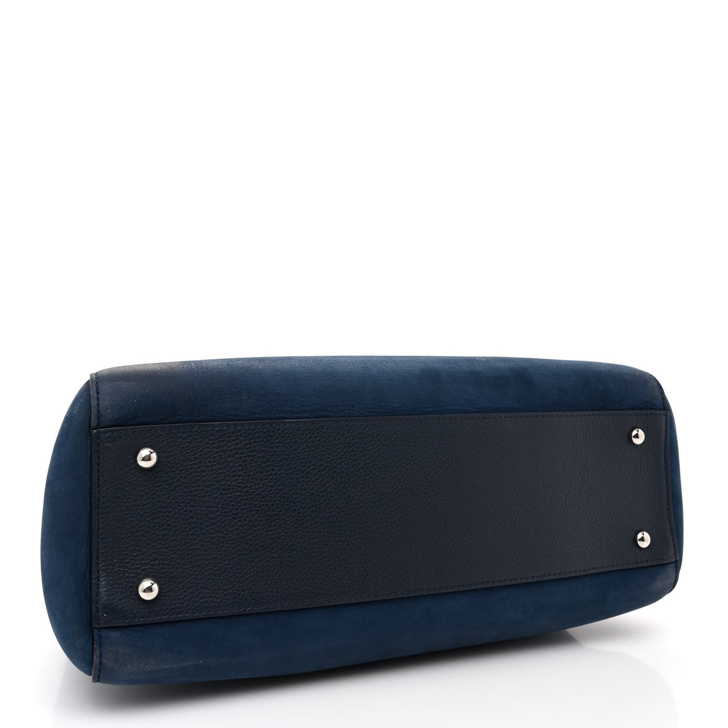 Grained Calfskin Suede Neo Executive Shopper Tote Navy Blue