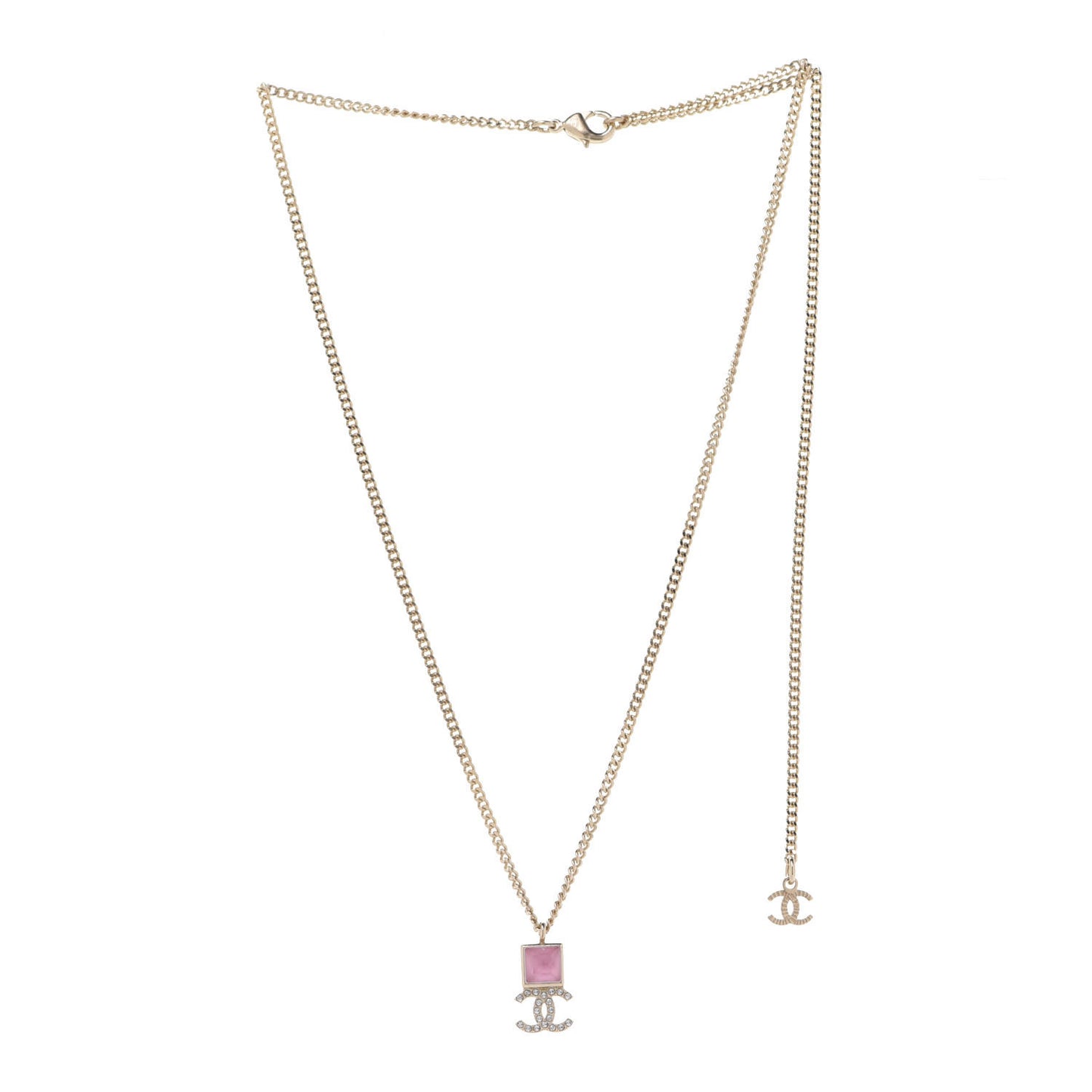 Crystal Resin CC Necklace Pink Gold