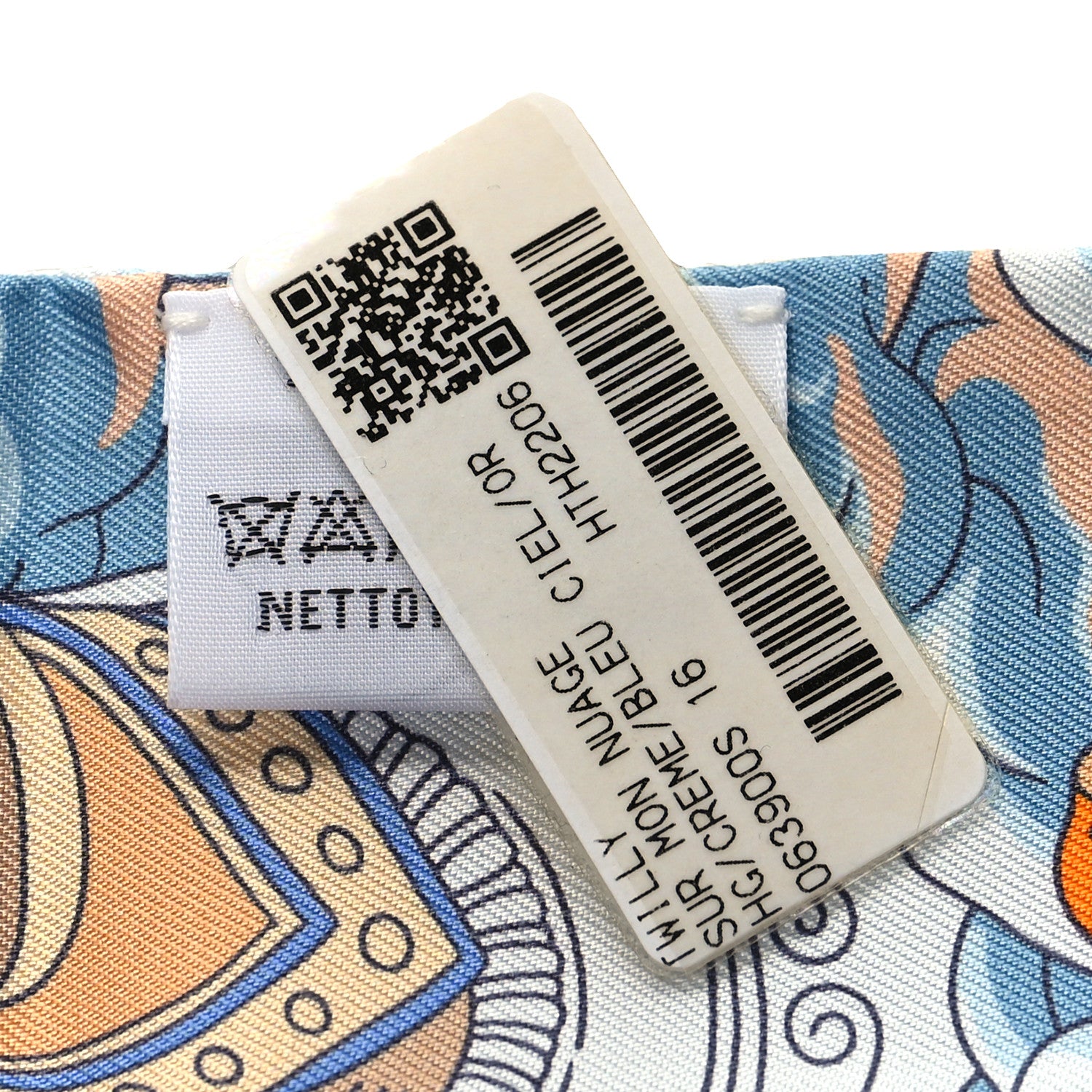 Hermes Silk Sur Mon Nuage Twilly Creme Bleu Ciel Orange 3 of 4