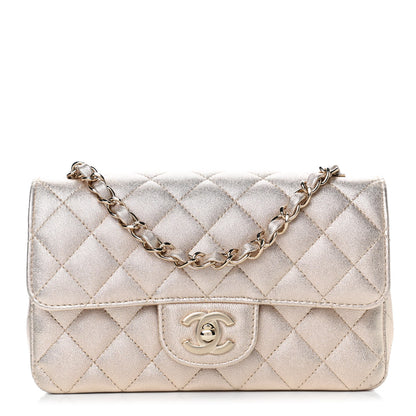 Chanel Metallic Lambskin Quilted Mini Rectangular Flap Gold 1 of 4