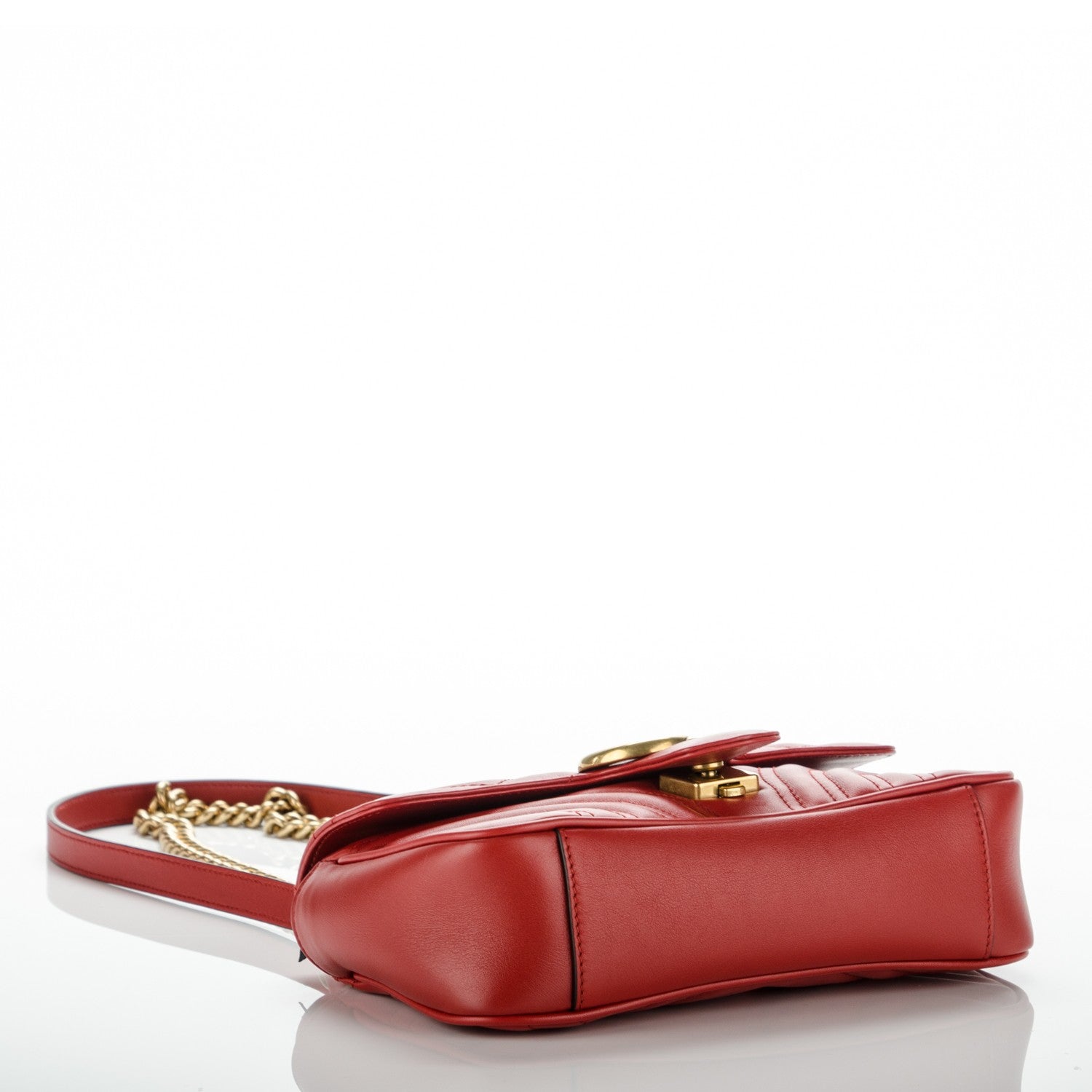 Gucci Calfskin Matelasse Mini GG Marmont Shoulder Bag Hibiscus Red 5 of 8
