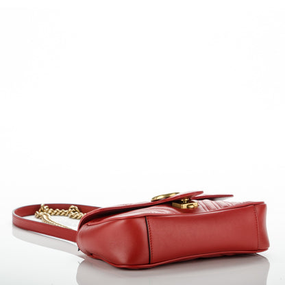 Gucci Calfskin Matelasse Mini GG Marmont Shoulder Bag Hibiscus Red 5 of 8