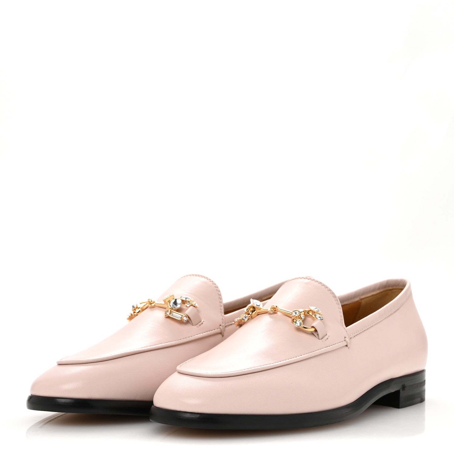 Gucci Malaga Kid Crystal Horsebit Womens Jordaan Loafers 36 Pink Hibiscus 4 of 10