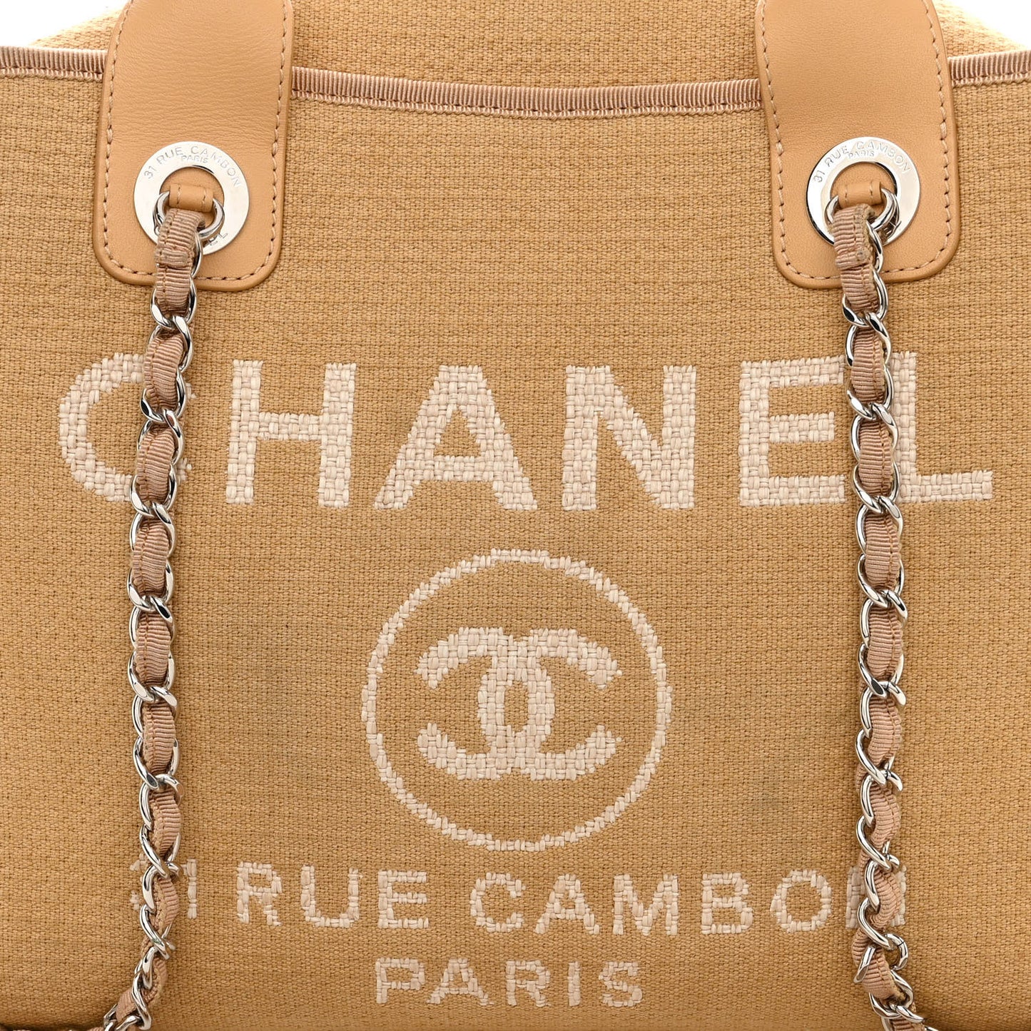 Canvas Deauville Bowling Bag Beige
