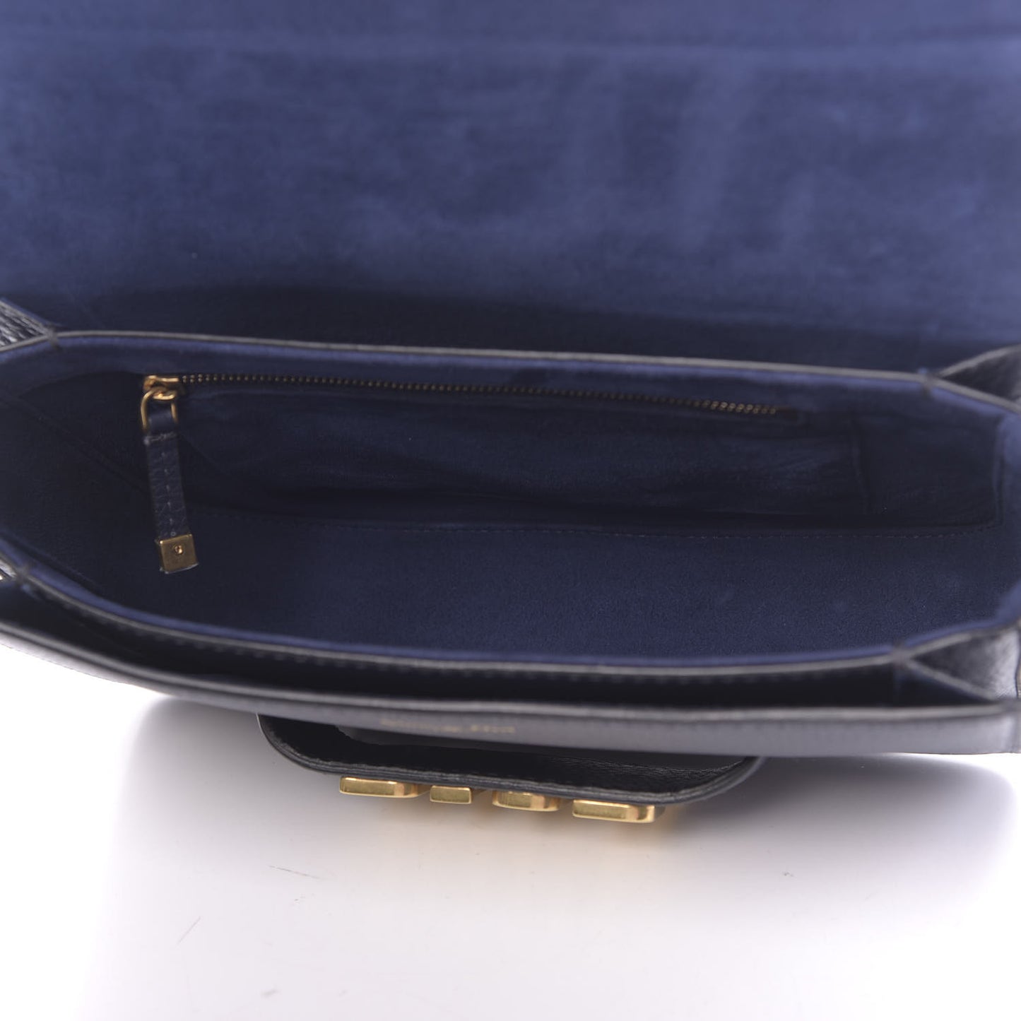 Grained Calfskin Dio(r)evolution Flap Bag Navy Blue
