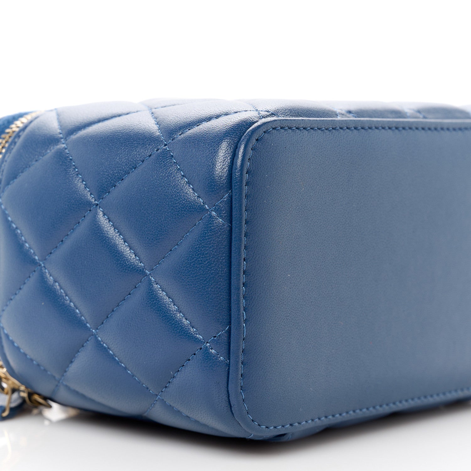 Chanel Lambskin Quilted Small Top Handle Vanity Case With Chain Dark Blue 10 of 11