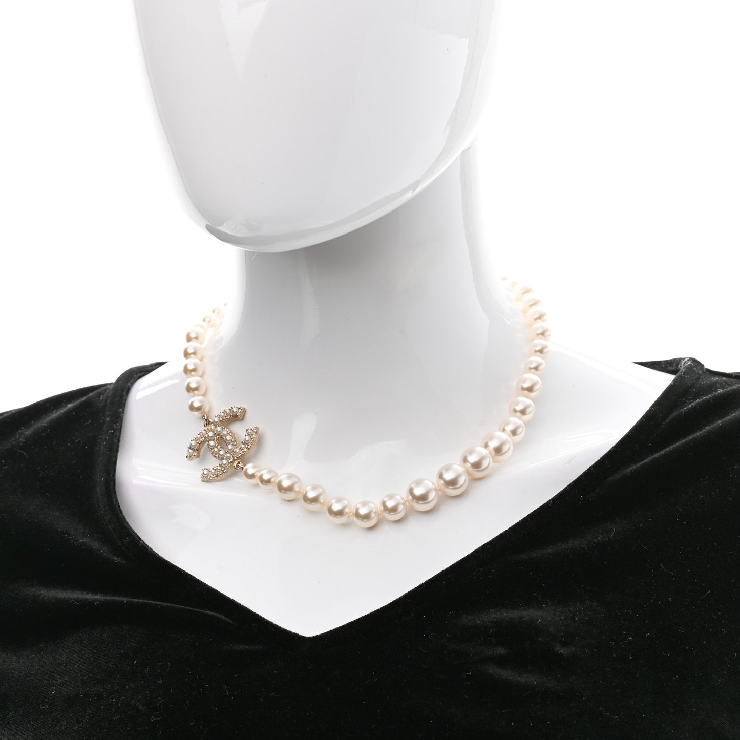 Pearl CC 100th Anniversary Necklace Light Gold