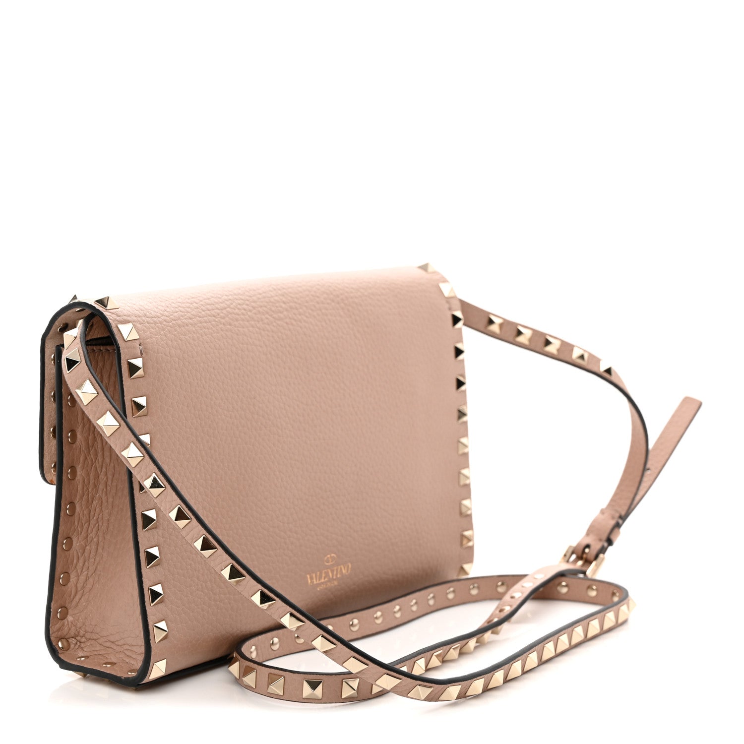 Valentino Garavani Pebbled Calfskin Medium Rockstud Flip Lock Crossbody Bag Poudre 3 of 10