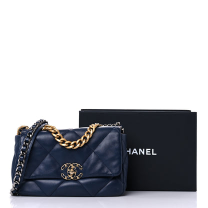Chanel Lambskin Quilted Medium Chanel 19 Flap Navy Blue 13 of 13