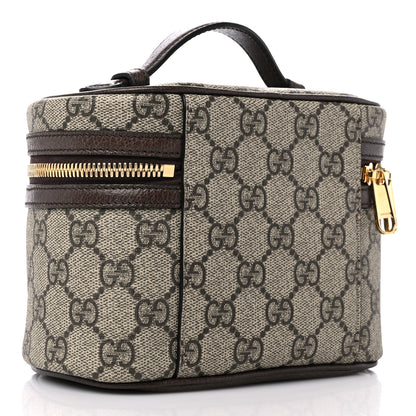 Gucci GG Supreme Monogram Textured Calfskin Web Ophidia Vanity Cosmetic Case Beige Ebony New Acero 3 of 9