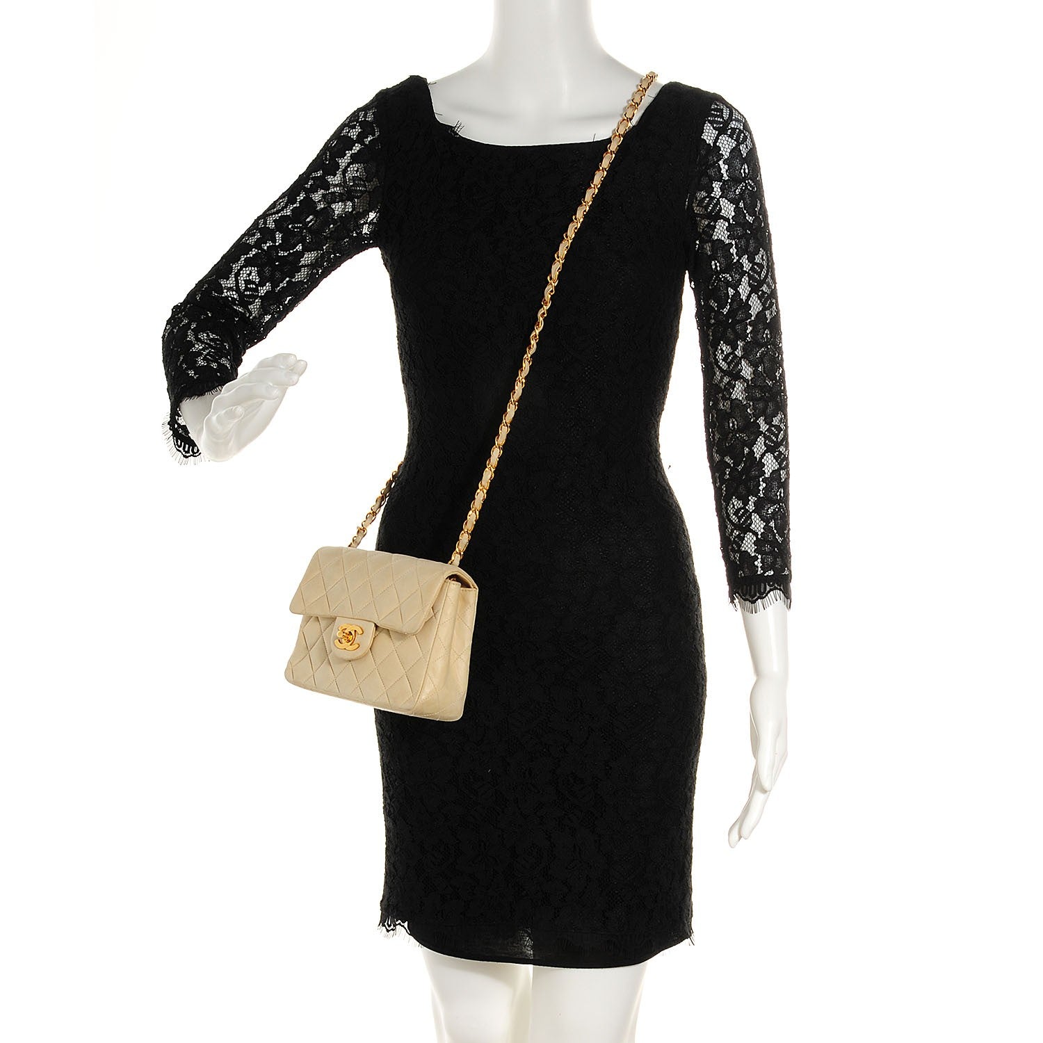 Chanel Lambskin Quilted Mini Square Flap Beige Clair 2 of 9
