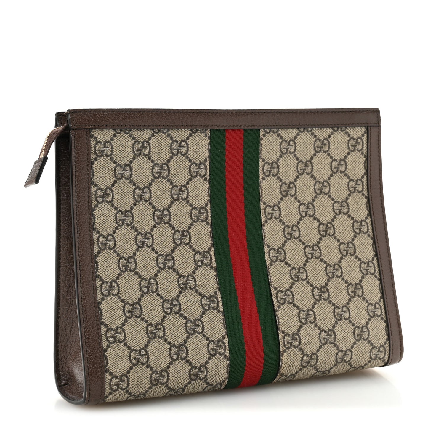 GG Supreme Monogram Web Ophidia Pouch Brown