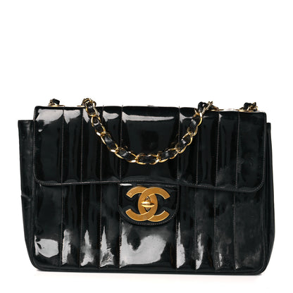 Chanel Patent Vertical Quilted Jumbo Single Flap Black 1 of 17