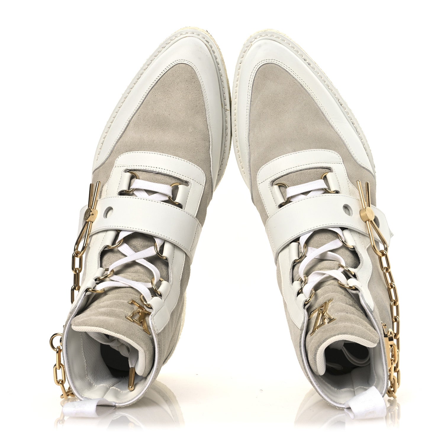 Louis Vuitton Calfskin Suede Mens Creeper Ankle Boots 9 White 2 of 15