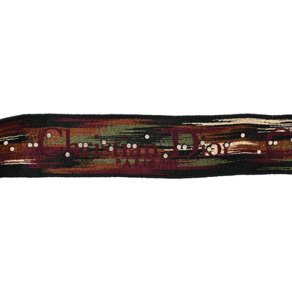 Christian Dior Canvas Embroidered Studded Bohemian Fringe Shoulder Strap Black Multicolor 4 of 4