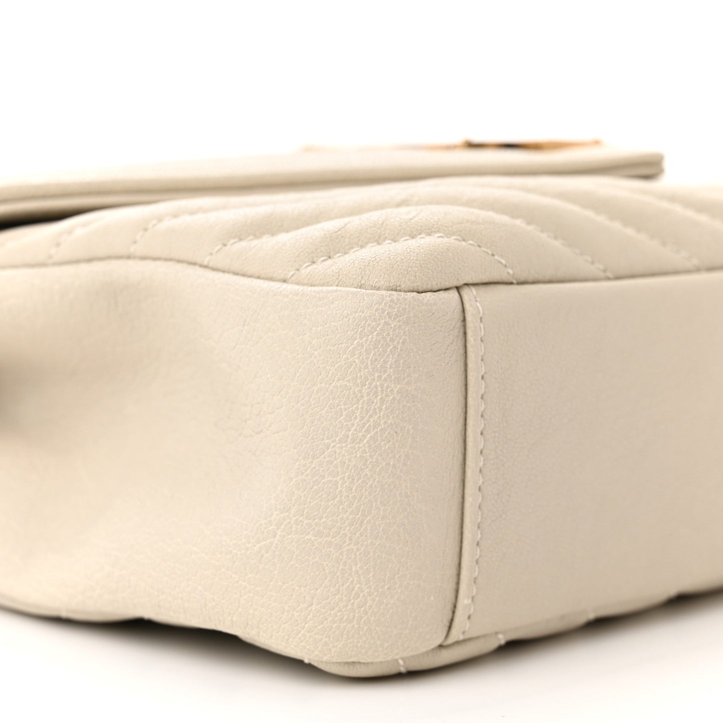 Sheepskin Matelasse Chevron Monogram Medium College Bag Crema Soft
