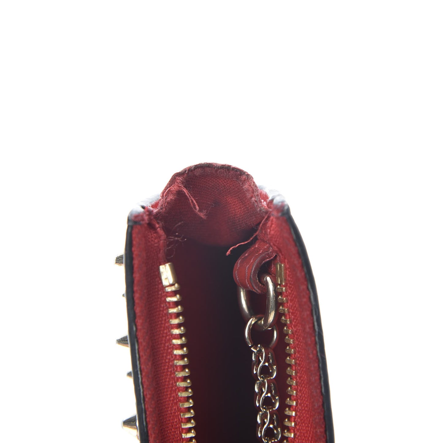 Calfskin Empire Panettone Spikes Key Ring Pouch Black