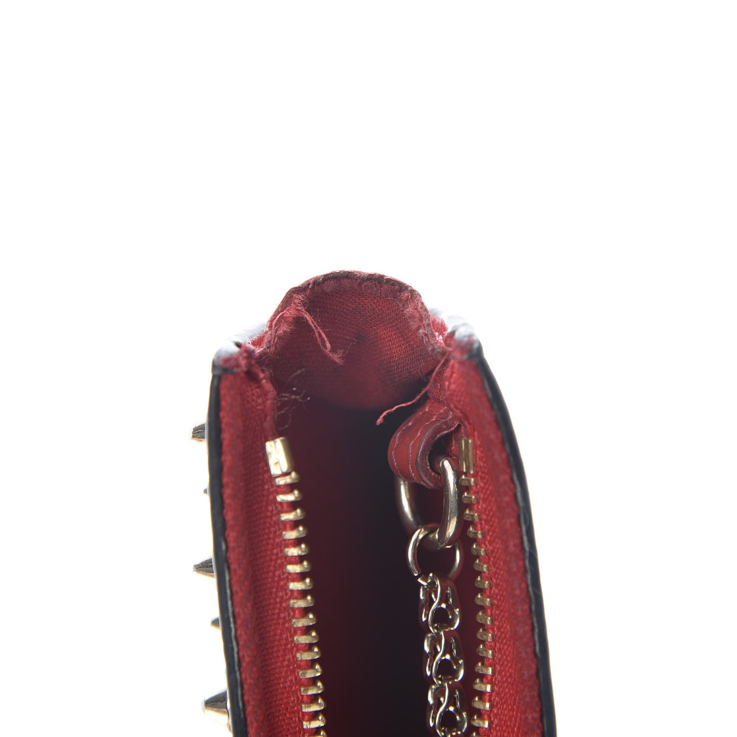 Christian Louboutin Calfskin Empire Panettone Spikes Key Ring Pouch Black 10 of 13