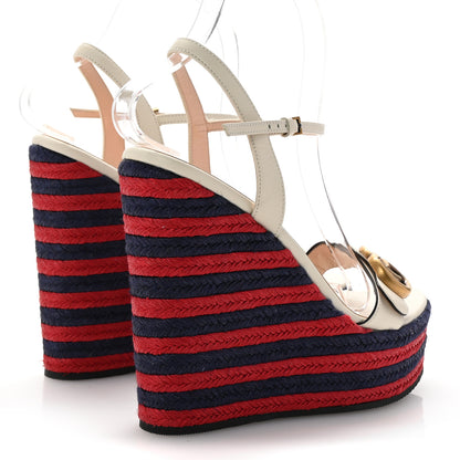 Gucci Lifford Calfskin GG Marmont Platform 35/120mm Espadrille Wedges 37 Mystic White 5 of 8