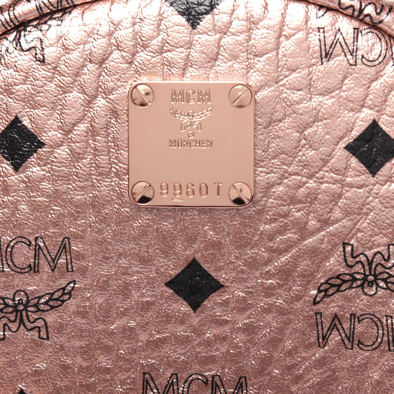 MCM Metallic Visetos Mini Side Stud Stark Backpack Champagne Gold 13 of 14