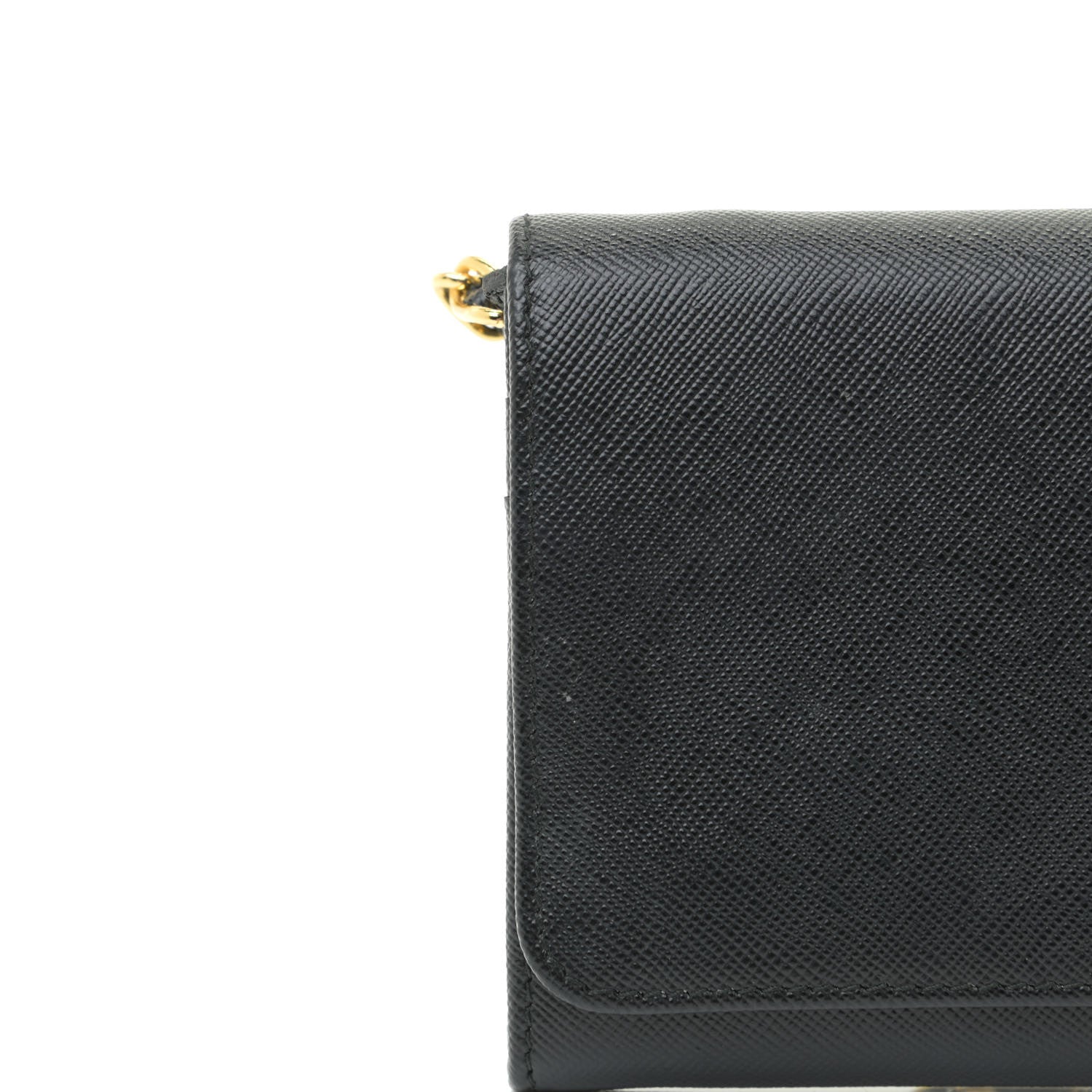Prada Saffiano Metal Oro Chain Wallet Black 9 of 10