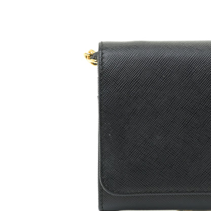 Prada Saffiano Metal Oro Chain Wallet Black 9 of 10