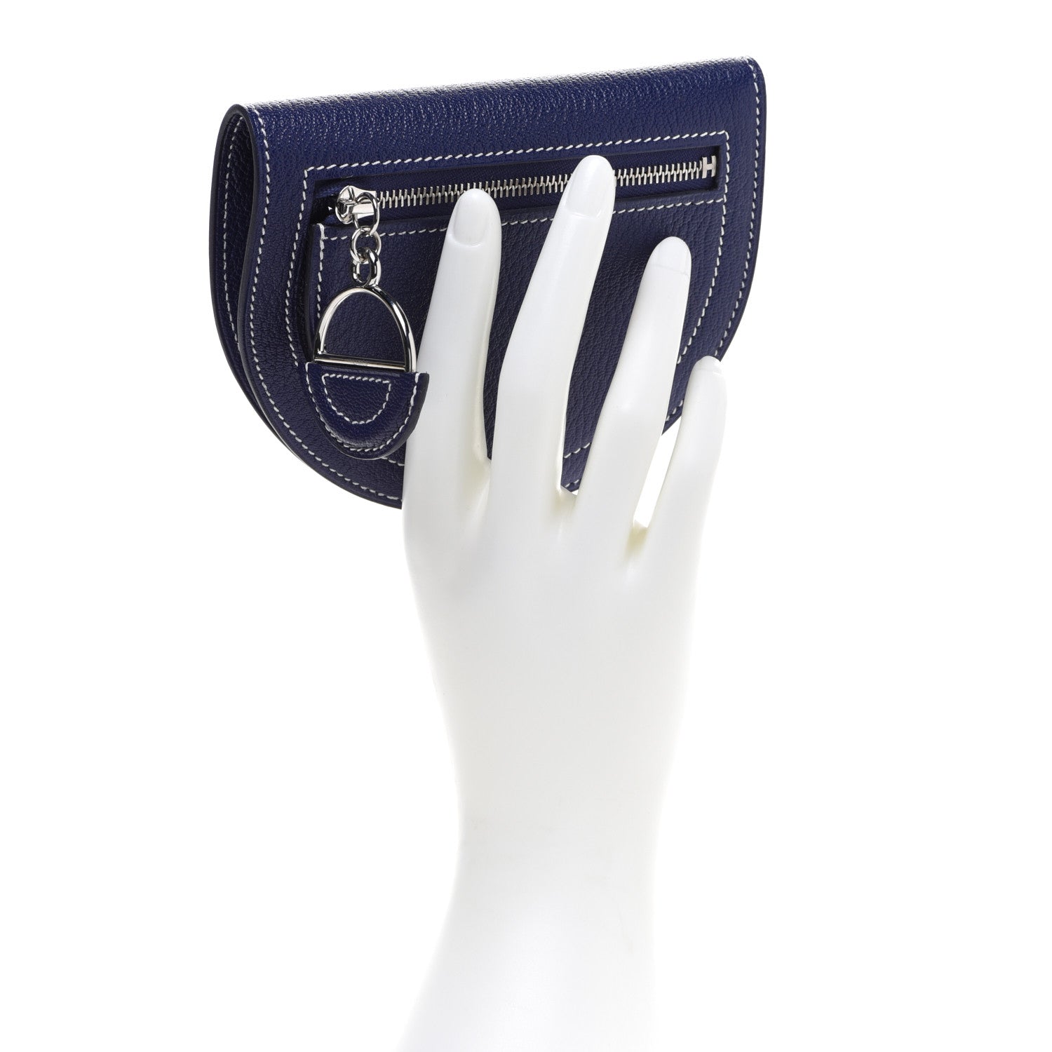 Hermes Chevre Mysore In-The-Loop Compact Wallet Bleu Encre White 2 of 7