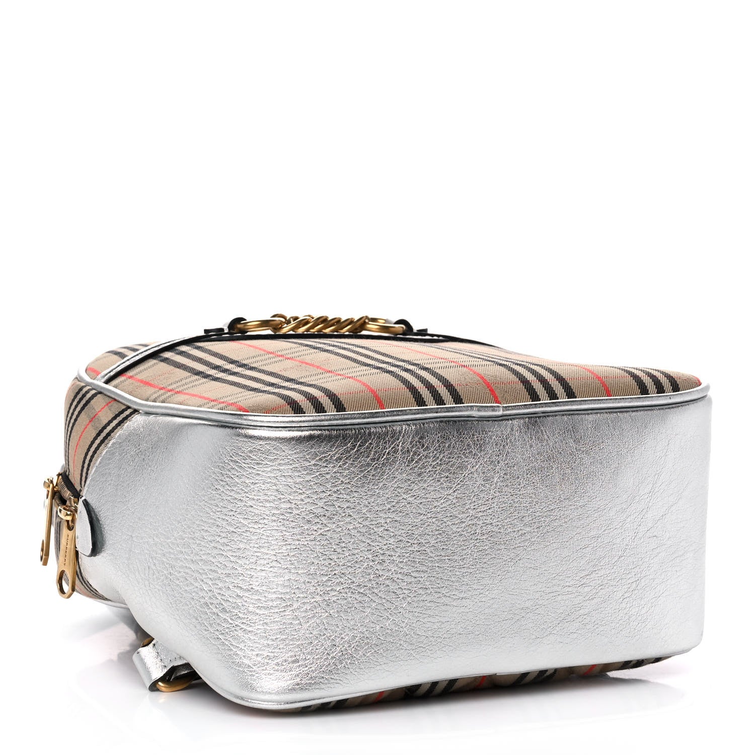 Burberry Smooth Calfskin 1983 Knight Check Link Backpack Silver 3 of 9
