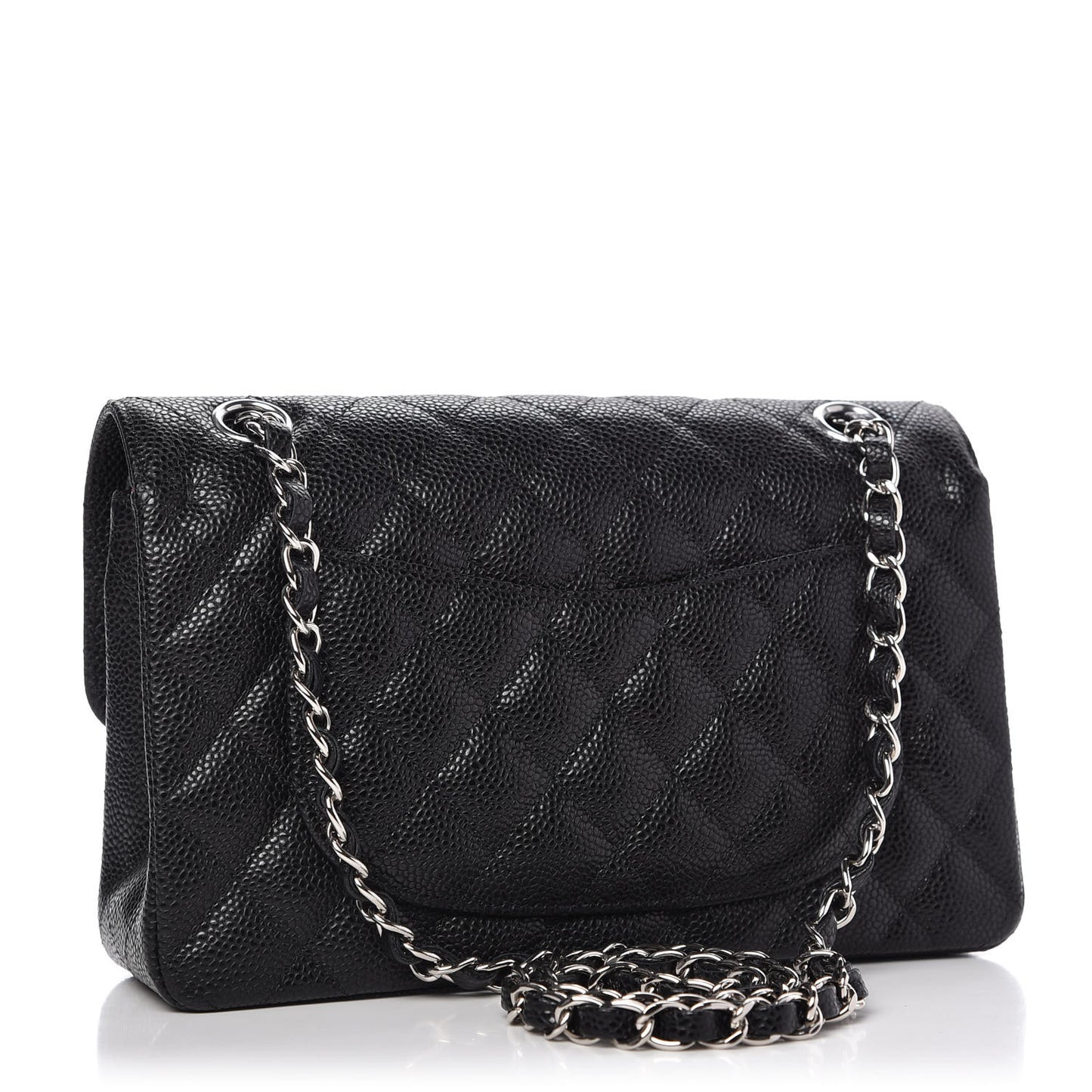 Caviar Quilted Small Double Flap Black