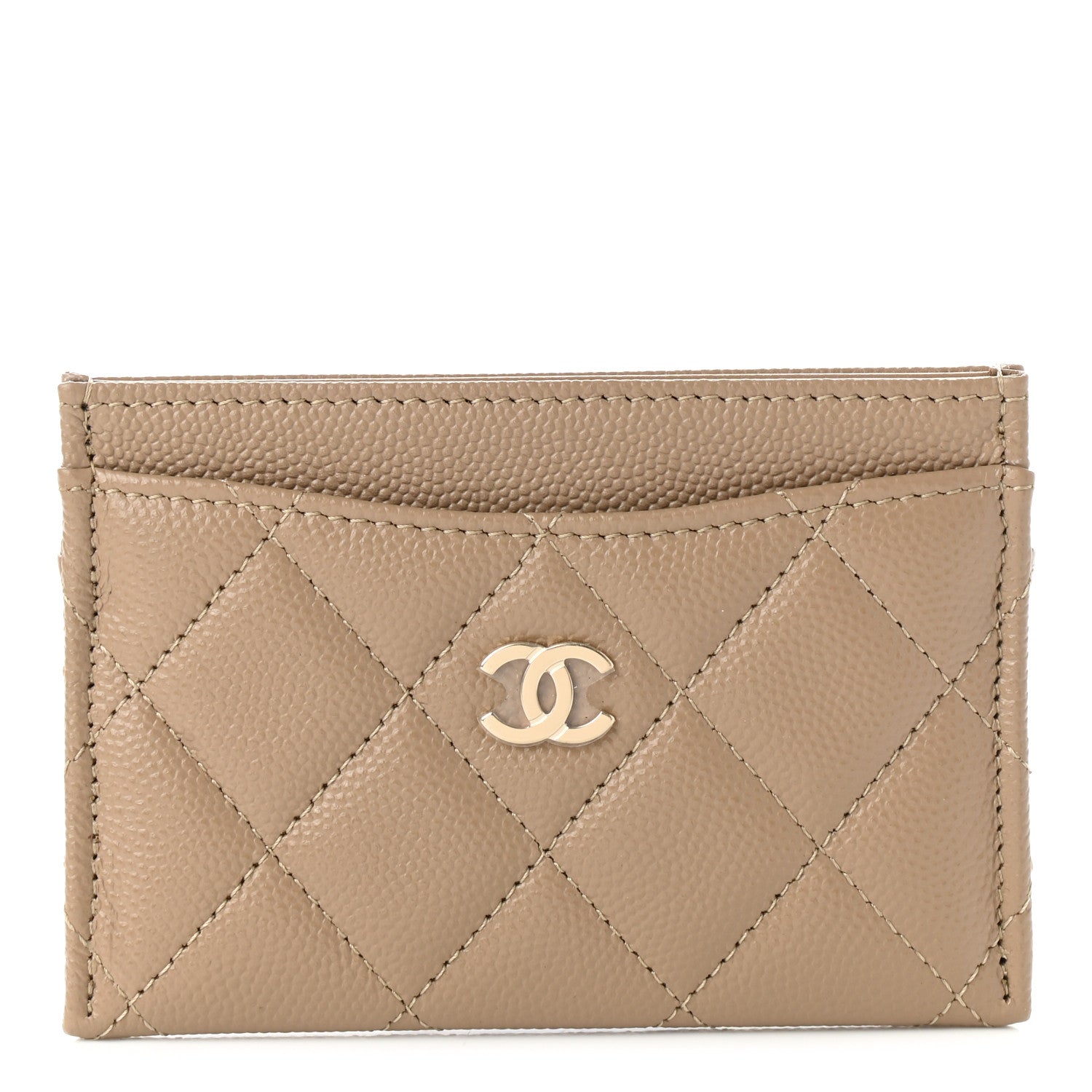 Chanel Caviar Quilted Card Holder Dark Beige 1 of 9
