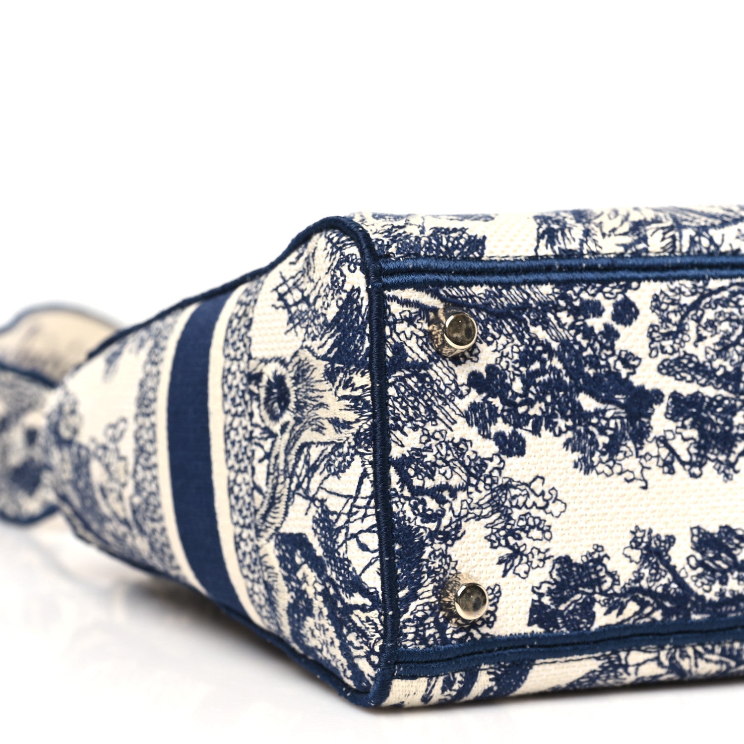 Christian Dior Canvas Toile De Jouy Embroidered Medium Lady D-Lite Navy 8 of 10