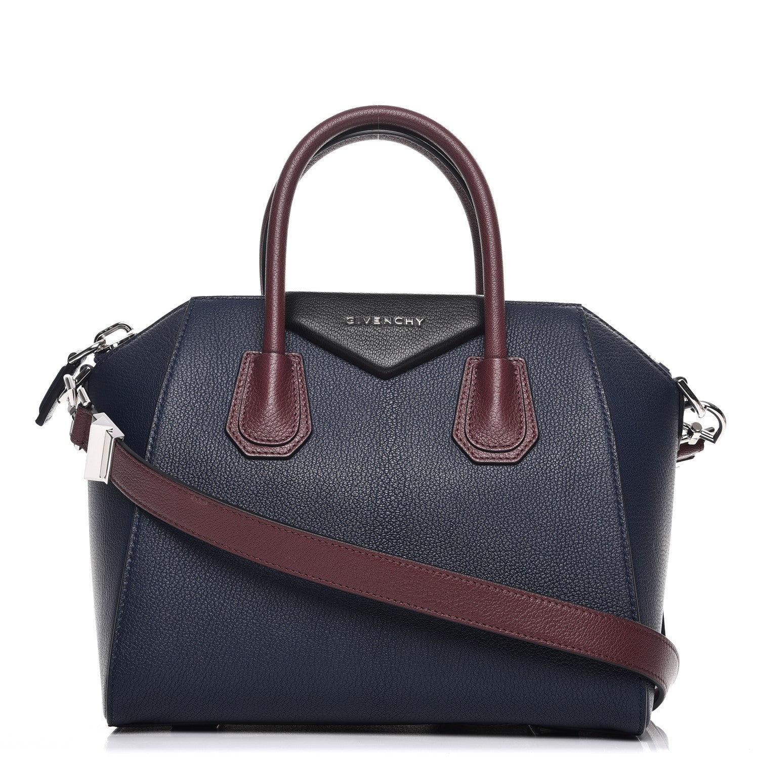 Givenchy Sugar Goatskin Tri-Color Small Antigona Navy Burgundy 1 of 13