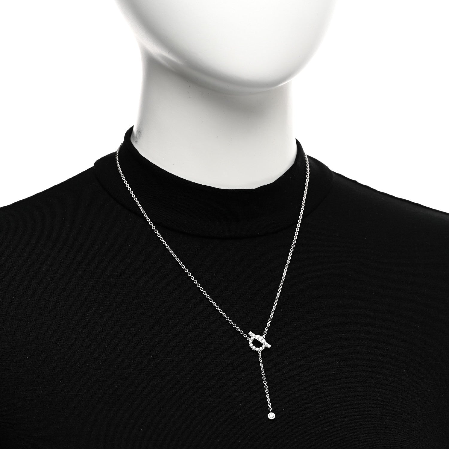 Hermes 18K White Gold Diamond Finesse Lariat Necklace 2 of 6
