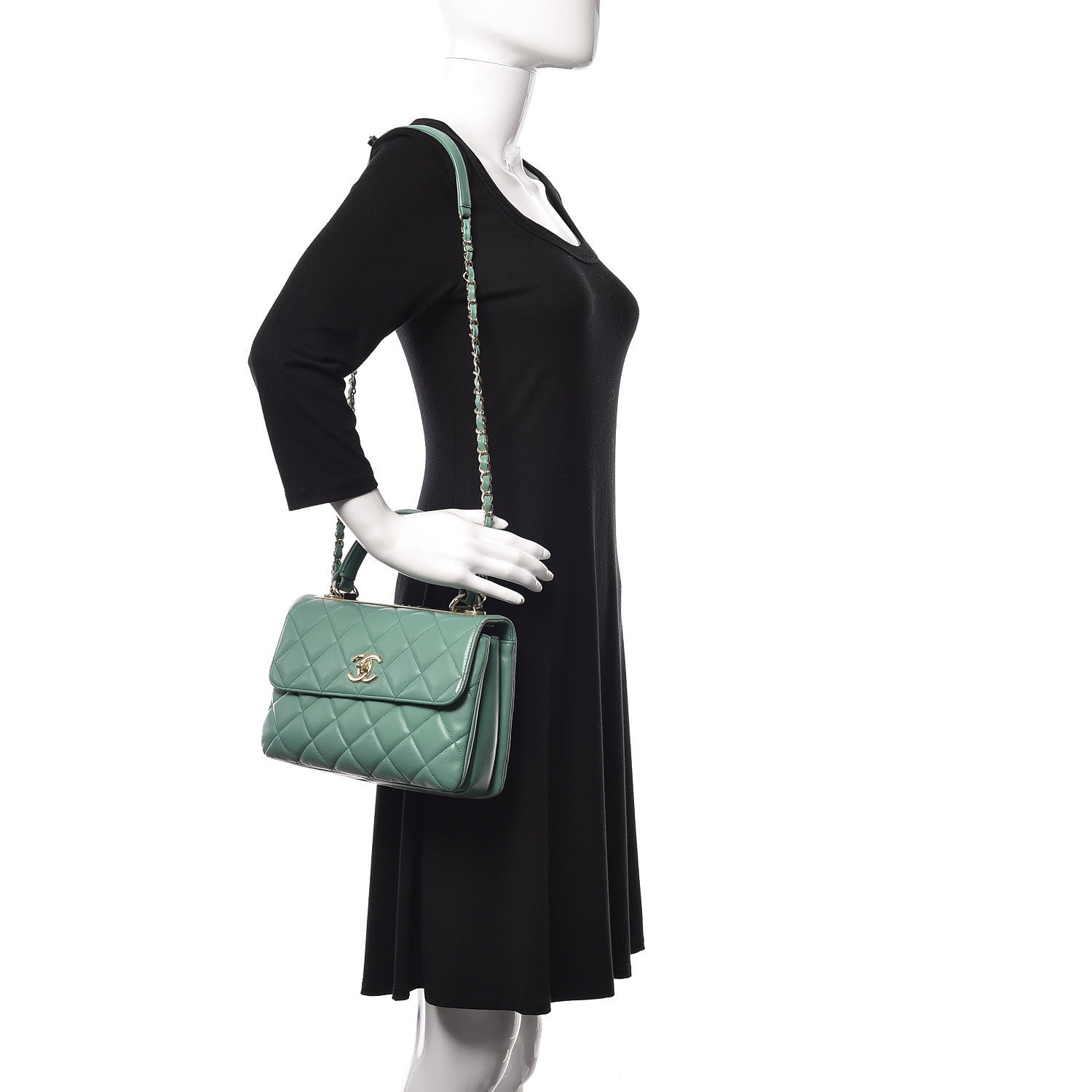 Chanel Lambskin Quilted Small Trendy CC Flap Dual Handle Bag Light Green 2 of 10
