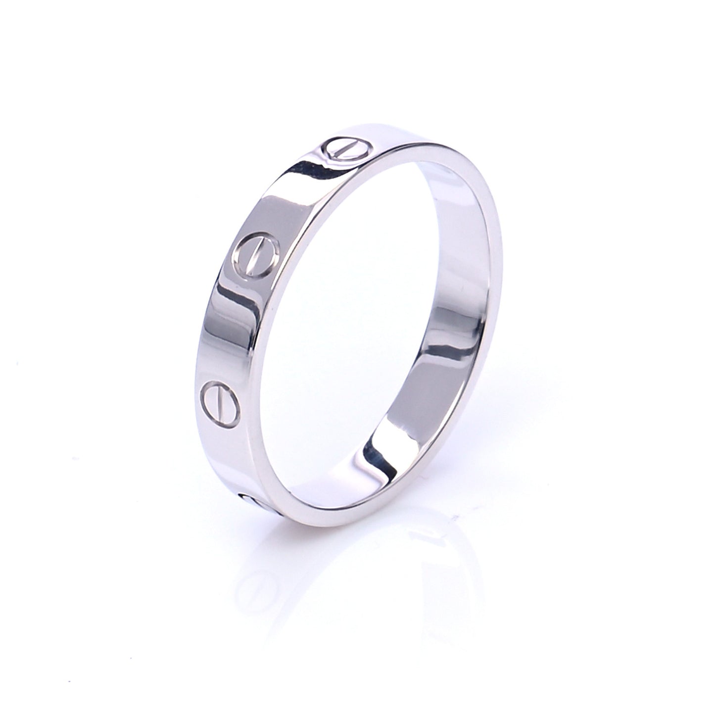 18K White Gold 3.5mm LOVE Wedding Band Ring 63 10.25