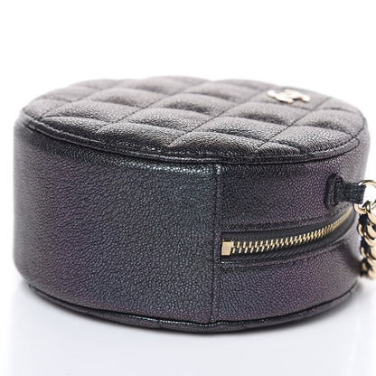 Chanel Iridescent Caviar Quilted Round Clutch With Chain Black 6 of 10