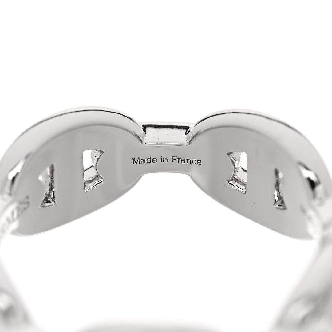 Hermes 18K White Gold Diamond PM d'Ancre Enchainee Ring 54 7 10 of 11