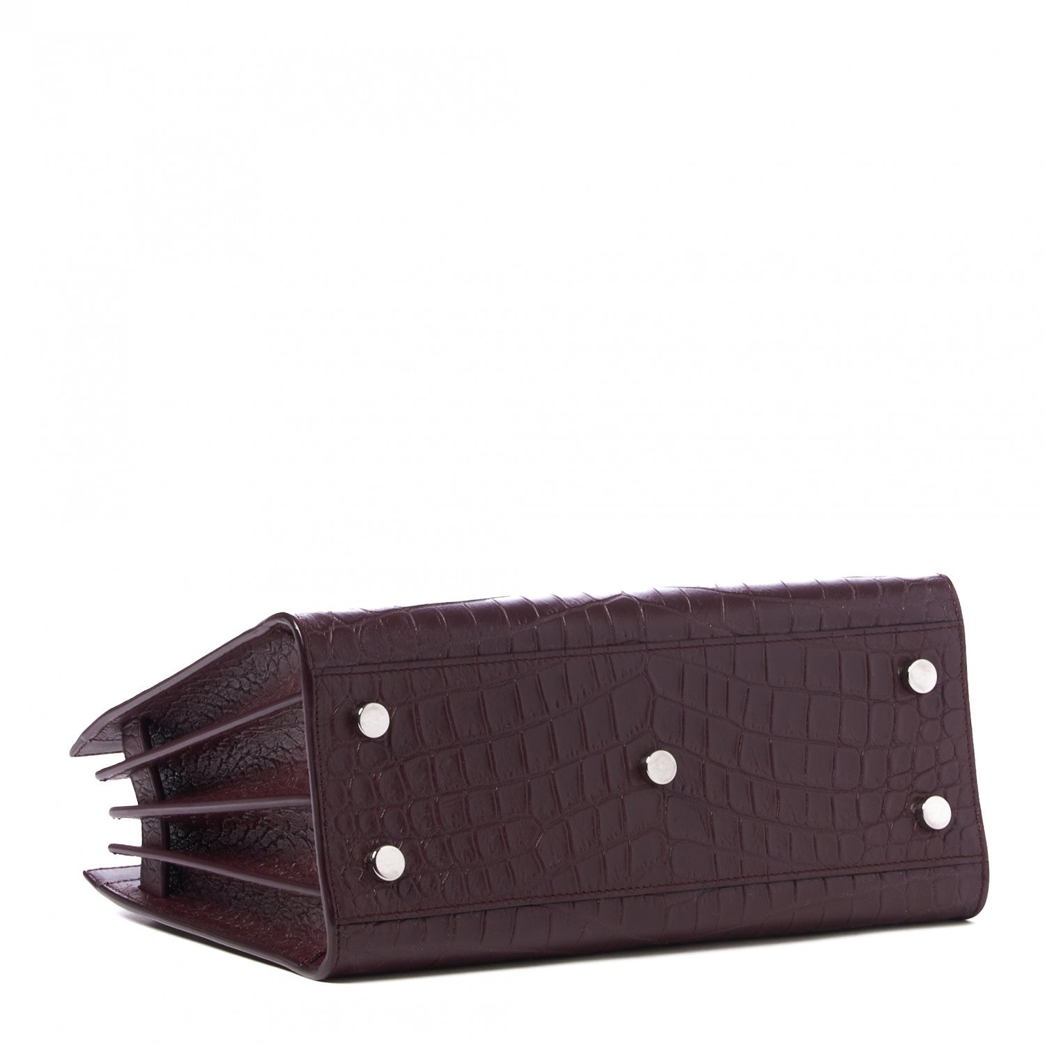 Saint Laurent Calfskin Crocodile Embossed Baby Sac De Jour Bordeaux 3 of 8