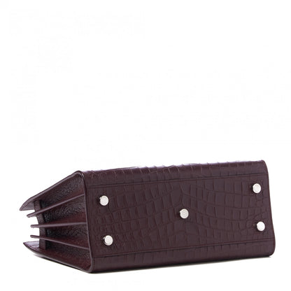 Saint Laurent Calfskin Crocodile Embossed Baby Sac De Jour Bordeaux 3 of 8