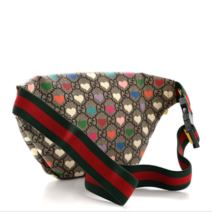 Gucci Soft GG Supreme Monogram Hearts Web Childrens Belt Bag Beige Ebony Multicolor Freesia 3 of 12