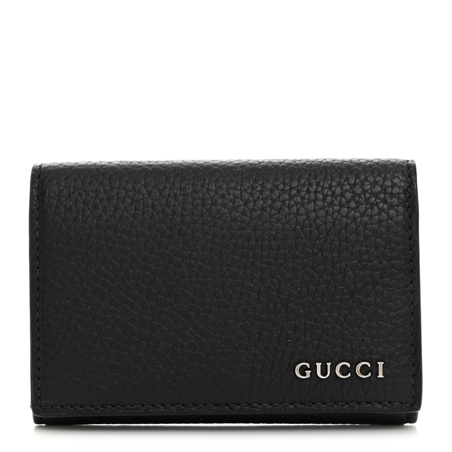 Grained Calfskin Logo Long Card Case Black