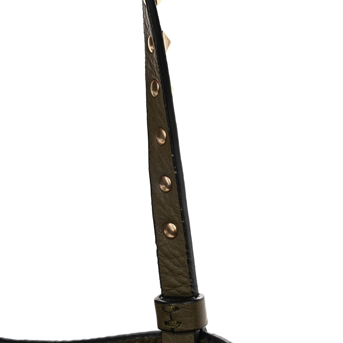 Pebbled Calfskin Medium Rockstud Tote Army Green