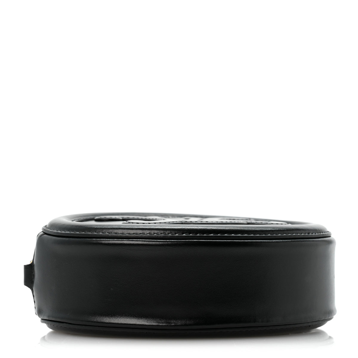 Smooth Calfskin Cuir Small Triomphe Oval Crossbody Purse Black